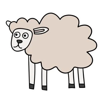 Cartoon doodle linear sheep Stock Illustration