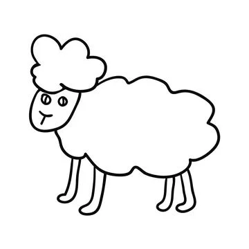 Cartoon doodle linear sheep Stock Illustration