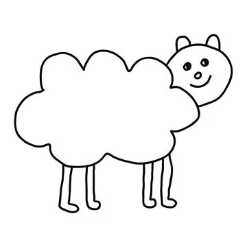 Cartoon doodle linear sheep Stock Illustration