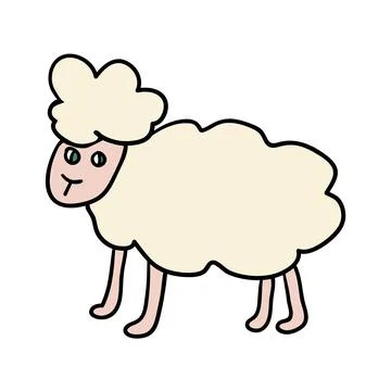 Cartoon doodle linear sheep Stock Illustration