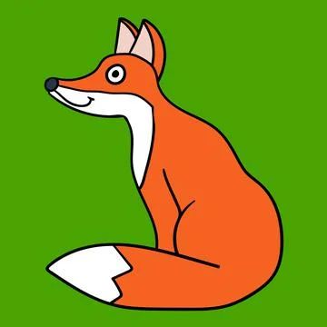 Cartoon doodle linear sitting fox Stock Illustration