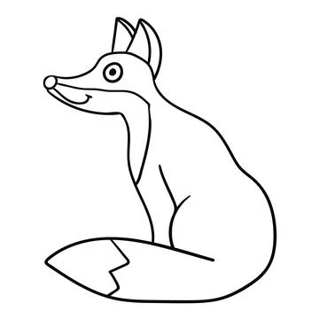 Cartoon doodle linear sitting fox Illustrazione stock