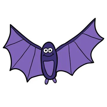 Cartoon doodle linear smiling bat Stock Illustration