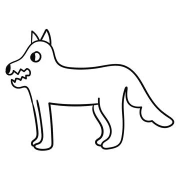 Cartoon doodle linear wolf isolated Illustrazione stock