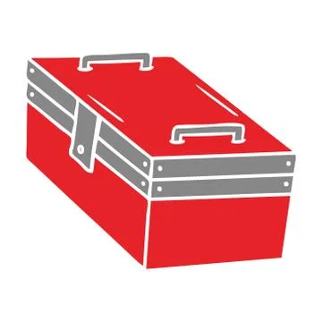 Cartoon doodle of a metal tool box Stock Illustration