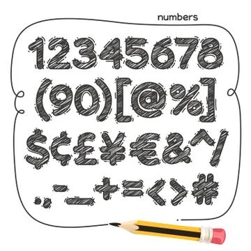 Cartoon Doodle Numbers Stock Illustration