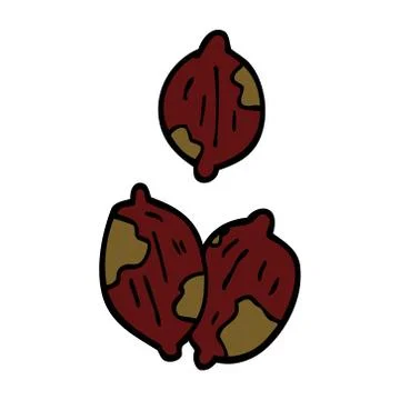 Cartoon doodle nuts in shells Illustrazione stock