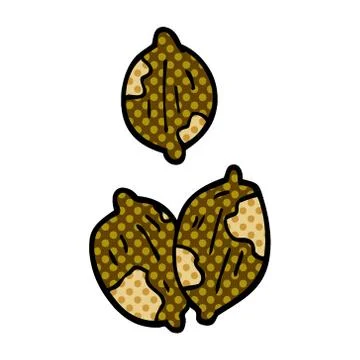 Cartoon doodle nuts in shells Illustrazione stock