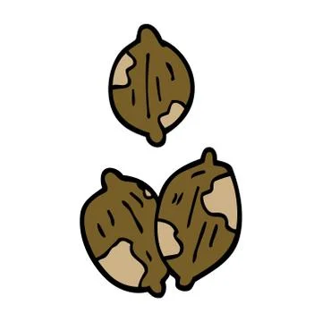 Cartoon doodle nuts in shells Illustrazione stock