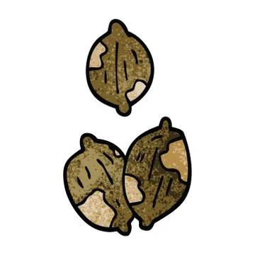 Cartoon doodle nuts in shells Illustrazione stock