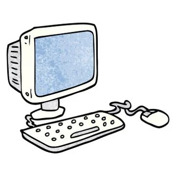 Cartoon doodle office computer Stock Illustration