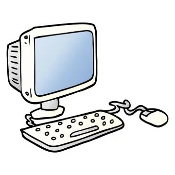 Cartoon doodle office computer Illustrazione stock