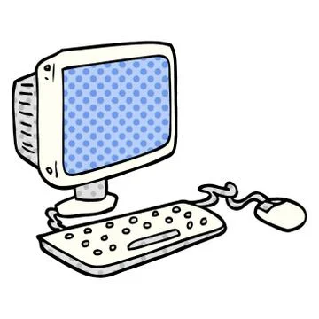 Cartoon doodle office computer Stock Illustration