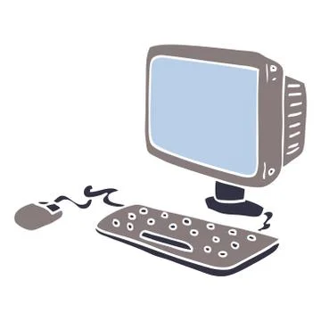 Cartoon doodle office computer 스톡 일러스트