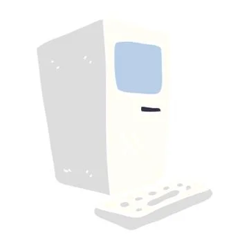 Cartoon doodle office computer Stock Illustration