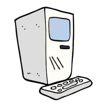 Cartoon doodle office computer Stock Illustration