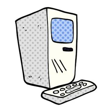 Cartoon doodle office computer 스톡 일러스트