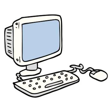 Cartoon doodle office computer Stock Illustration