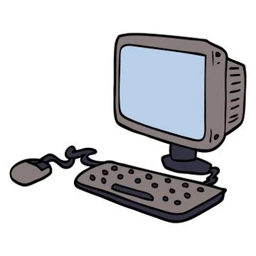 Cartoon doodle office computer Stock Illustration