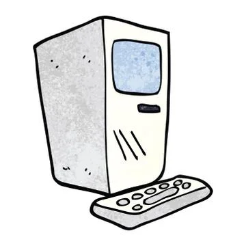 Cartoon doodle office computer Stock Illustration