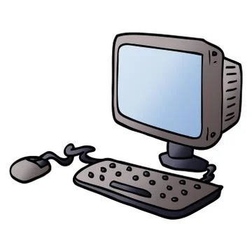 Cartoon doodle office computer 스톡 일러스트