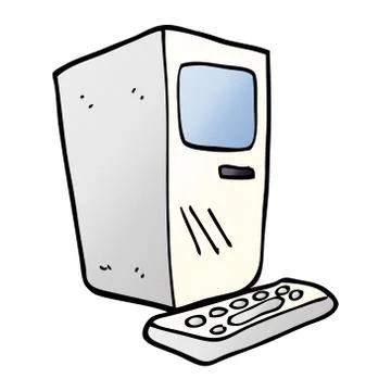 Cartoon doodle office computer Stock Illustration