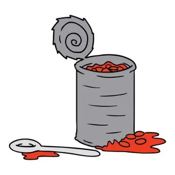 Cartoon doodle of an opened can of beans Stock Illustration
