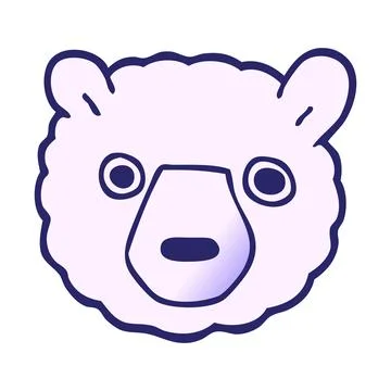 Cartoon doodle polar bear face in bright neon color Stockillustratie