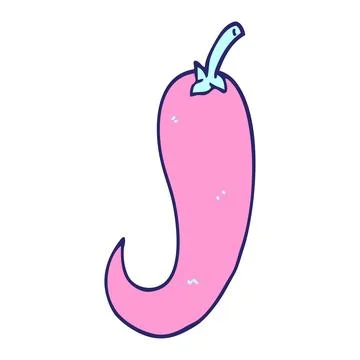 Cartoon doodle red hot chilli pepper in bright neon color Stock Illustration