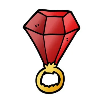 Cartoon doodle red ruby ring 스톡 일러스트