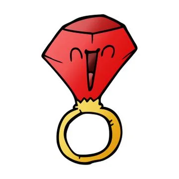 Cartoon doodle red ruby ring Stock Illustration