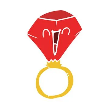 Cartoon doodle red ruby ring Stock Illustration
