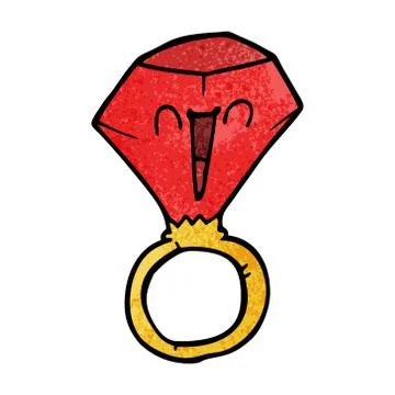 Cartoon doodle red ruby ring 库存插图