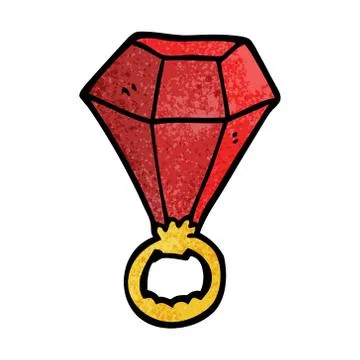 Cartoon doodle red ruby ring Stock Illustration