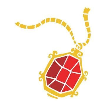 Cartoon doodle ruby necklace Stock Illustration