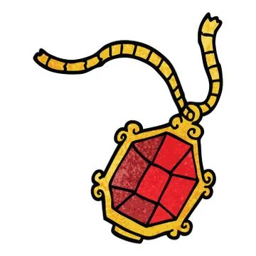 Cartoon doodle ruby necklace Stock Illustration