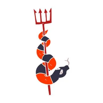 Cartoon doodle serpent on devils fork イラスト素材