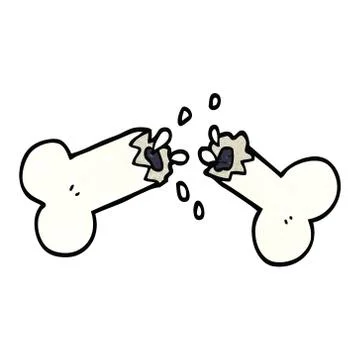 Cartoon doodle snapped bone Illustrazione stock