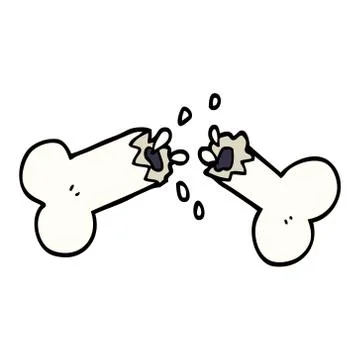 Cartoon doodle snapped bone Illustrazione stock