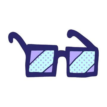 Cartoon doodle square spectacles in bright neon color Stock Illustration