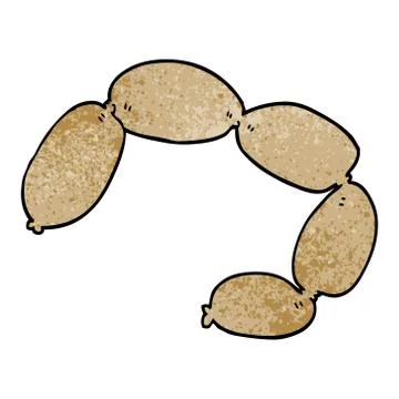 Cartoon doodle string of sausages Stock Illustration