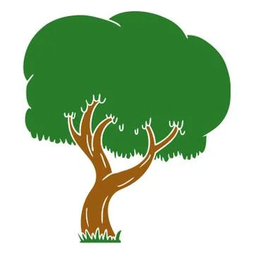 Cartoon doodle of a summer tree Stock Illustration