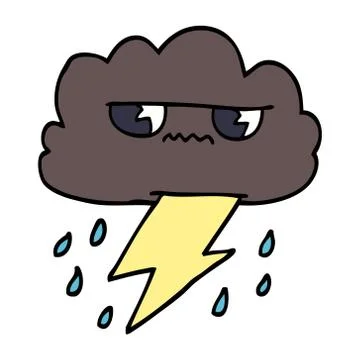 Cartoon doodle thunder weather cloud Illustrazione stock