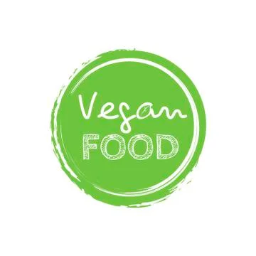 Cartoon doodle vector hand drawn logotype sticker. Vegan food 库存插图