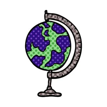 Cartoon doodle of a world globe Illustrazione stock