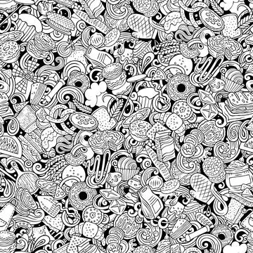 Cartoon doodles Bakery seamless pattern 스톡 일러스트