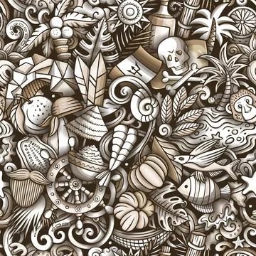 Cartoon doodles Barbados seamless pattern. Illustrazione stock