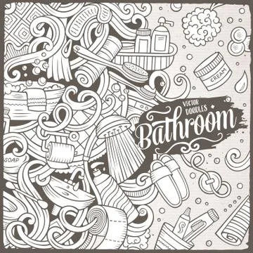 Cartoon doodles Bathroom frame Stock Illustration