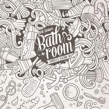 Cartoon doodles Bathroom frame Stock Illustration