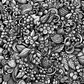 Cartoon doodles Berries seamless pattern Stockillustratie